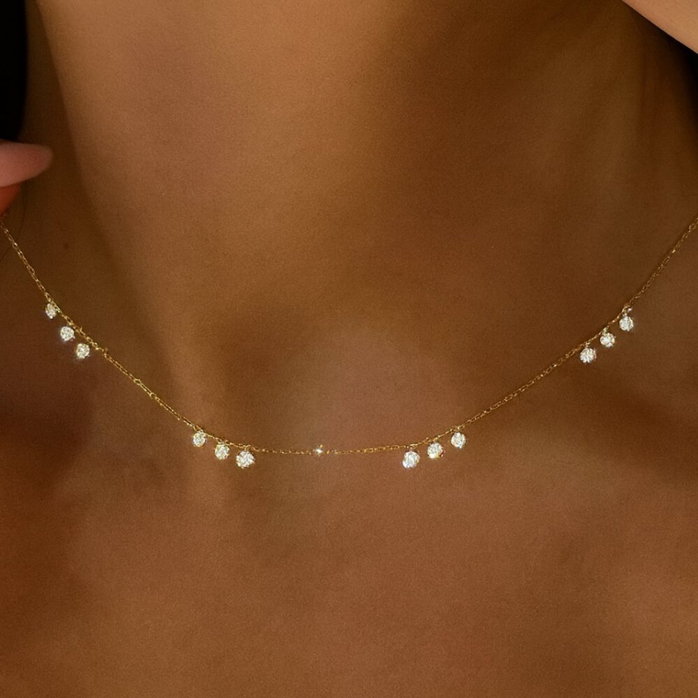 "Sutton" 18k Gold over 925 Crystal Necklace